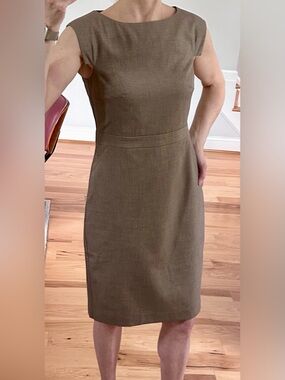 NWT Ann Taylor Taupe Brown Cap Sleeve Sheath Dress
